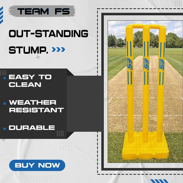 Team FS Sports Plastic Cricket Wicket Set – Lightweight, Durable Stumps with Base | For Kids, Practice & Tennis Ball Cricket - Full Size