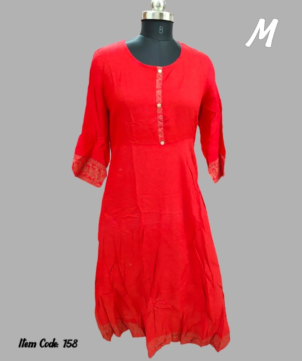 VDT Red With Golden Print Gown 158 - Red Orange, 1, M