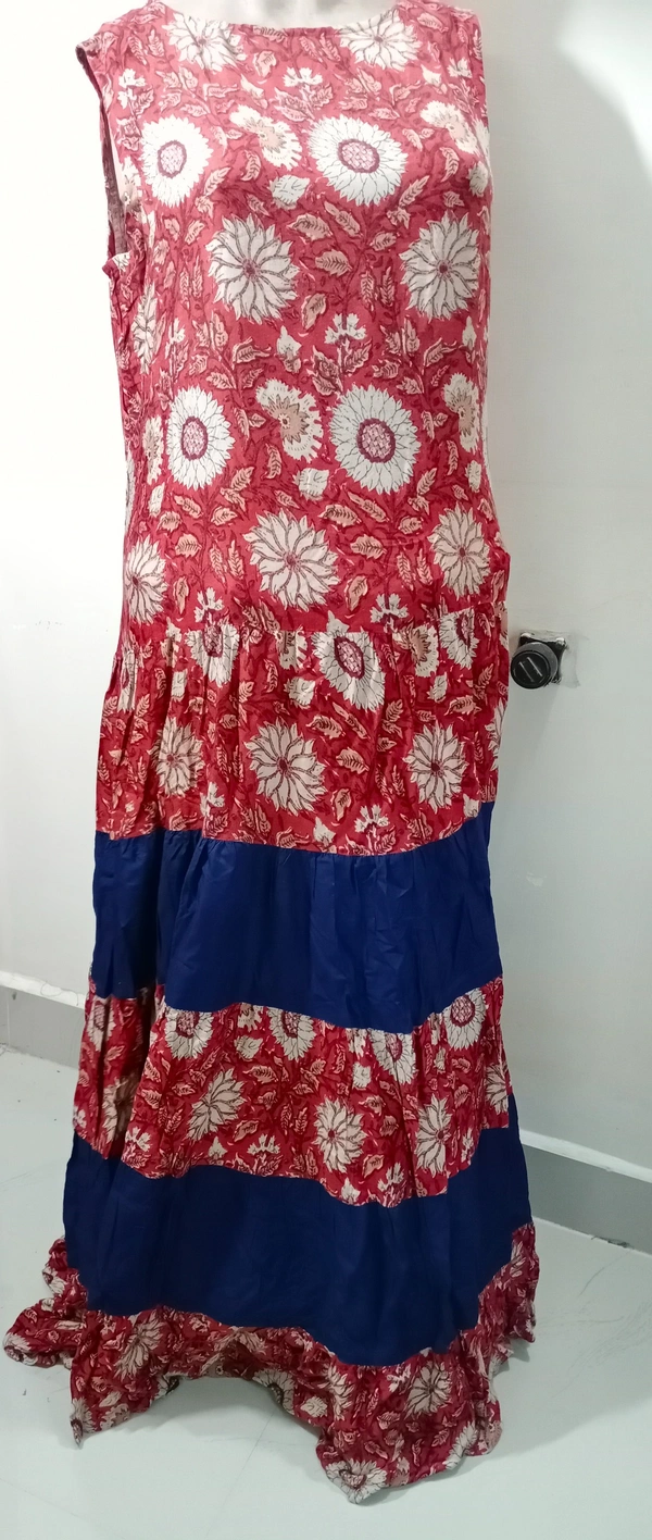 VDT Navy With marron Floral Gown - Ultramarine, 1, M