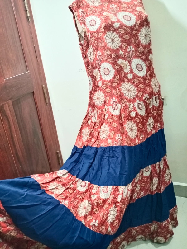 VDT Navy With marron Floral Gown - Ultramarine, 1, M