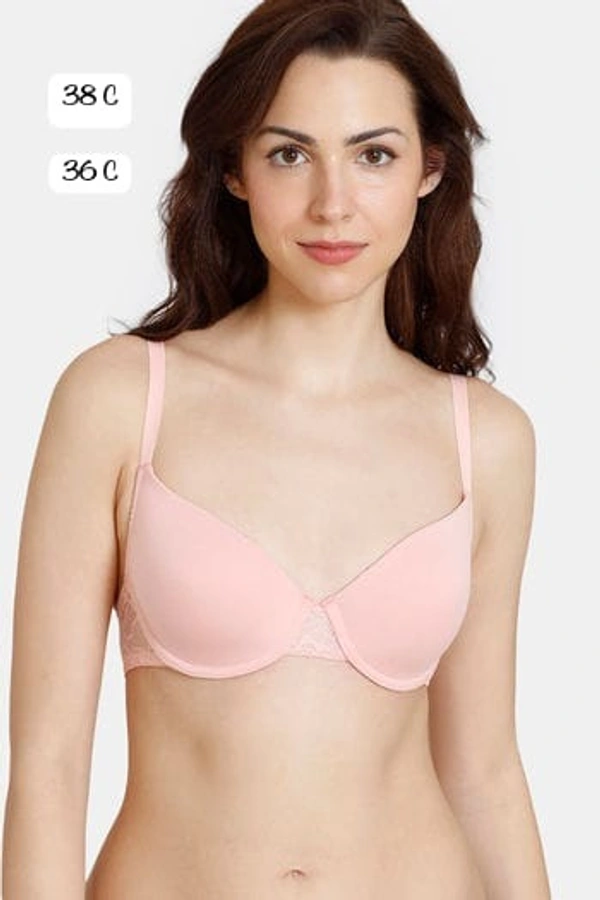 Zivame Padded Pushup Wired T-Shirt Seamless Bra ZV10501 - 38C, Peach