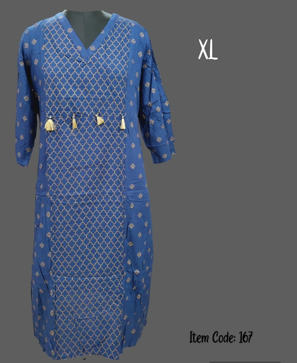 Dhuni Foil Printed Zig Zag Kurthi 167 - 1, XL