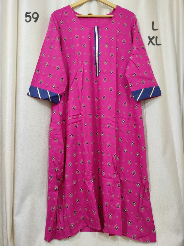 Dhuni Umbrella Floral Printed Kurthi Pink 176 - 1, L