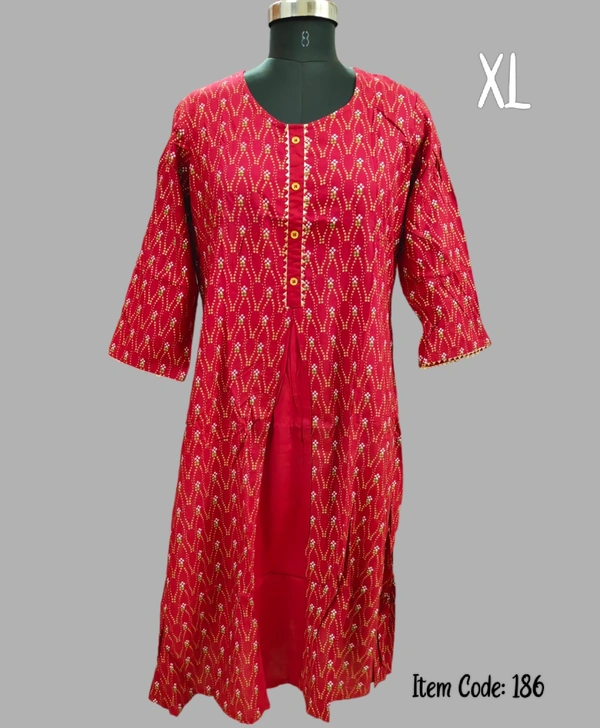 Dhuni Side Slit Long Kurthi 186 - 1, XL