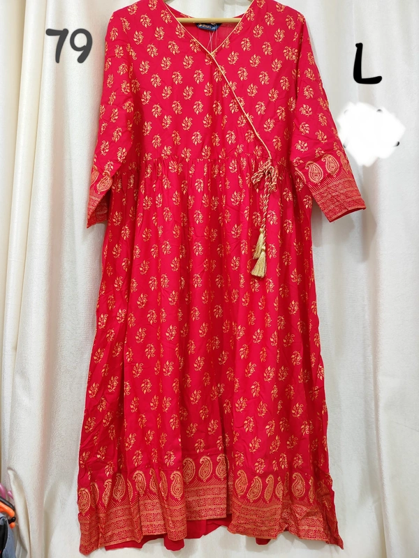 Dhuni Foil Printed Cross Designed Kurthi 177 - 1, L