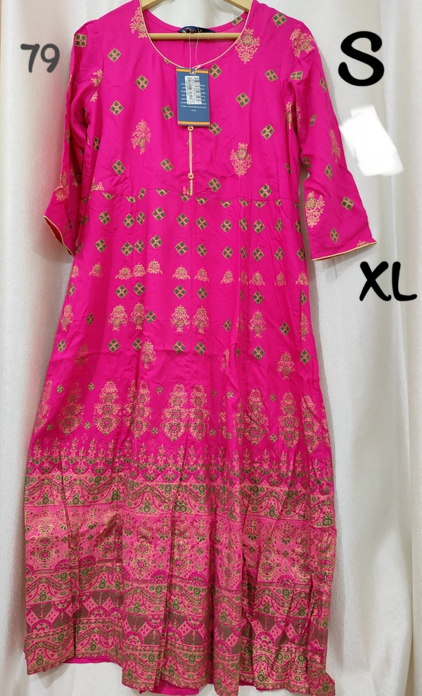 Dhuni Foil Printed Festival Wear Umbrella Kurthi 164 - 1, XL