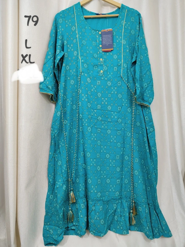 Dhuni Flared Long Foil Printed Kurta 182 - 1, XL