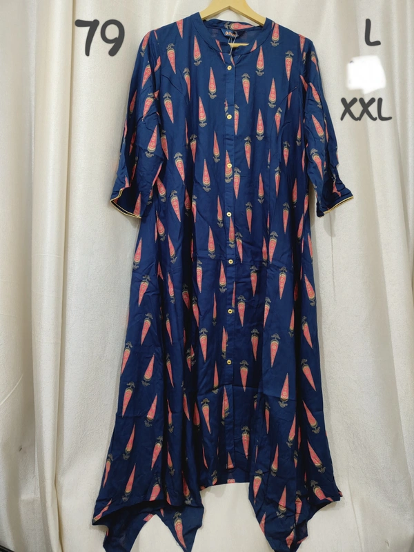 Dhuni Flared High Low Hemp Designed Kurti 161 - 1, XXL