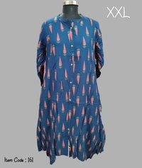 Dhuni Flared High Low Hemp Designed Kurti 161 - 1, XXL