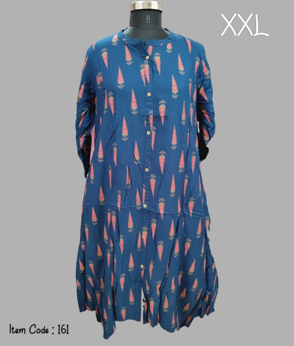 Dhuni Flared High Low Hemp Designed Kurti 161 - 1, XXL