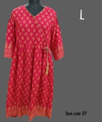 Dhuni Foil Printed Cross Designed Kurthi 177 - 1, L