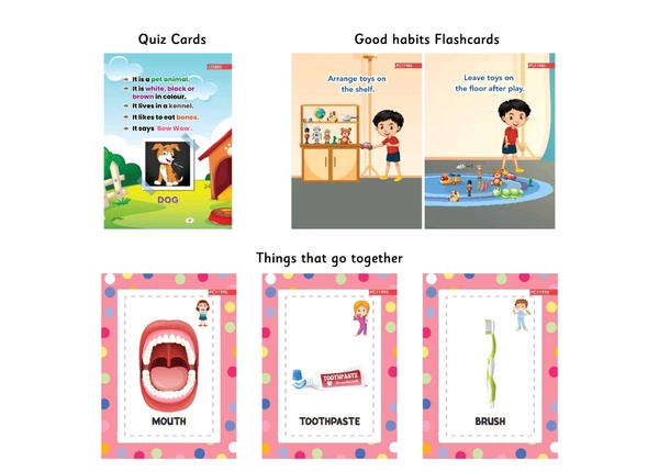 Quiz,Good Habits,Thigs That Go Together Flash Cards For 3+ Years Kids