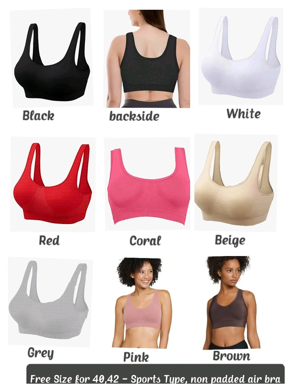 Sports Air Bra One Size Non Padded | Cotton lycra 485 - Grey, One Size