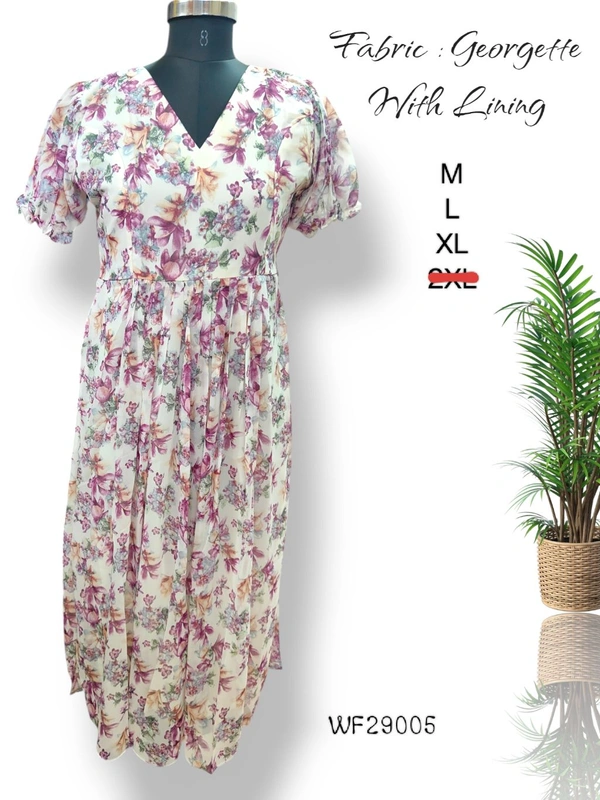 Ruthvi Ethnics Western Gown cum Maxi WF29005 - 2XL, White With Florel