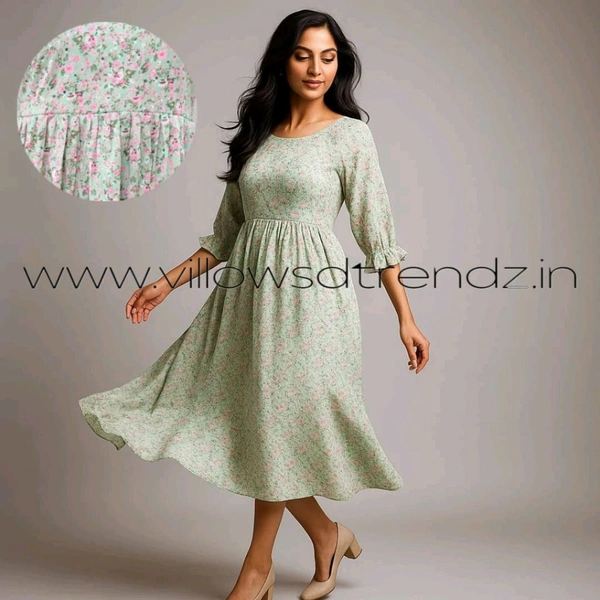 Ruthvi Ethnics Western Gown cum Maxi WF29002 - L, Sprout