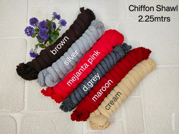 VDT Chiffon Nazim Georgette Duppata GS1370 (Pack of 1 pc) - Silver, FS