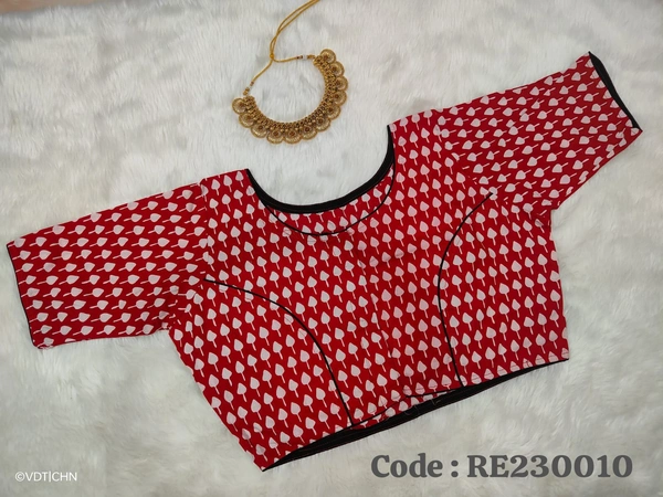 Ruthvi Ethnics Ajarkh Readymade Blouse RE230010 - FS, Red