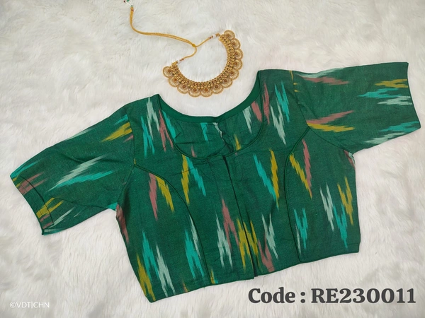 Ruthvi Ethnics Ajarkh Readymade Blouse RE230011 - FS, Green
