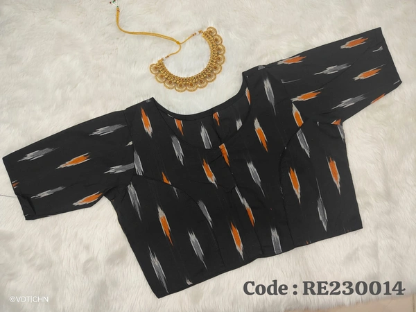Ruthvi Ethnics Ajarkh Readymade Blouse RE230014 - FS, Black