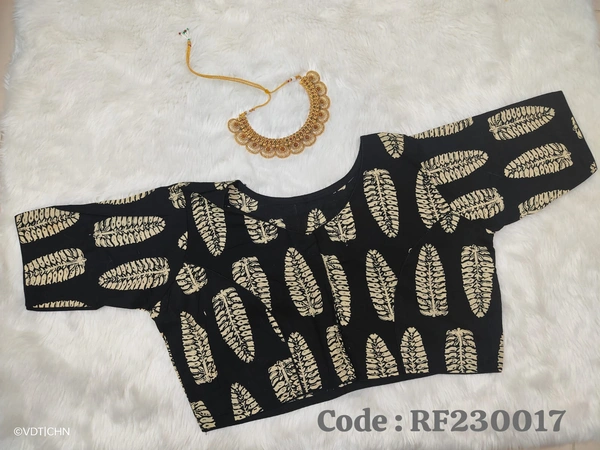 Ruthvi Ethnics Ajarkh Readymade Blouse RE230017 - FS, Black