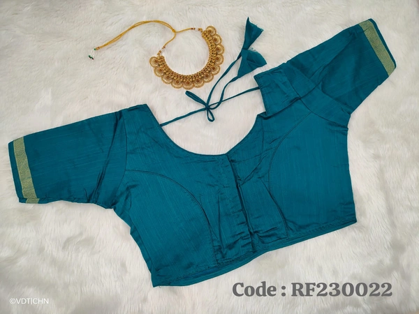 Ruthvi Ethnics Ajarkh Readymade Blouse RE230022 - FS, Peacock Blue