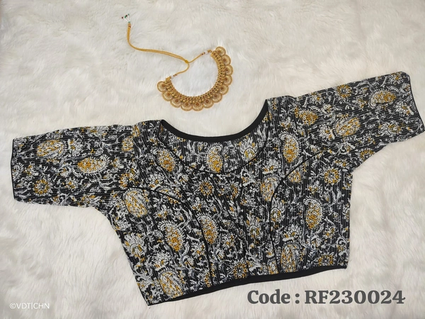 Ruthvi Ethnics Ajarkh Readymade Blouse RE230024 - FS, Black