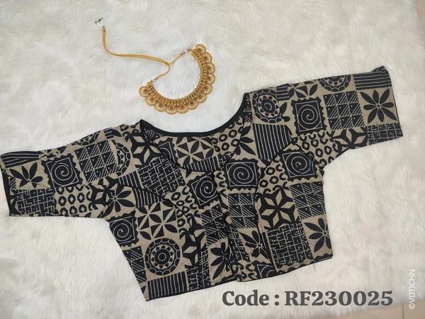 Ruthvi Ethnics Ajarkh Readymade Blouse RE230025 - FS, Black