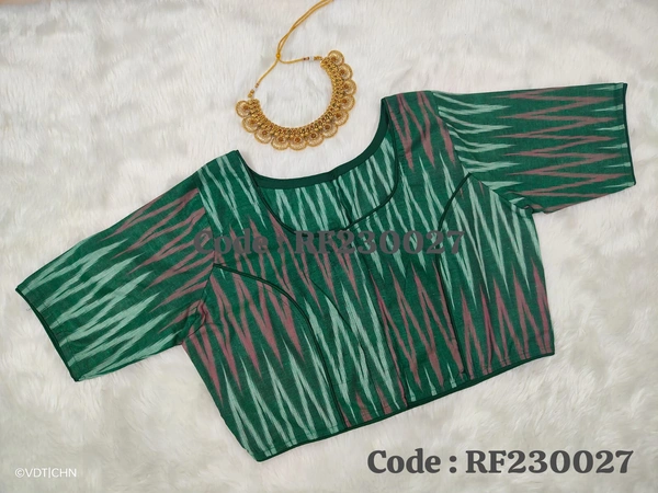 Ruthvi Ethnics Ajarkh Readymade Blouse RE230027 - FS, Green