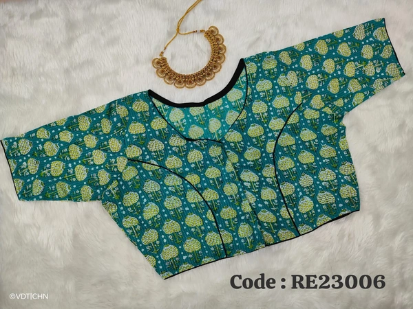 Ruthvi Ethnics Ajarkh Readymade Blouse RE23006 - FS, Green