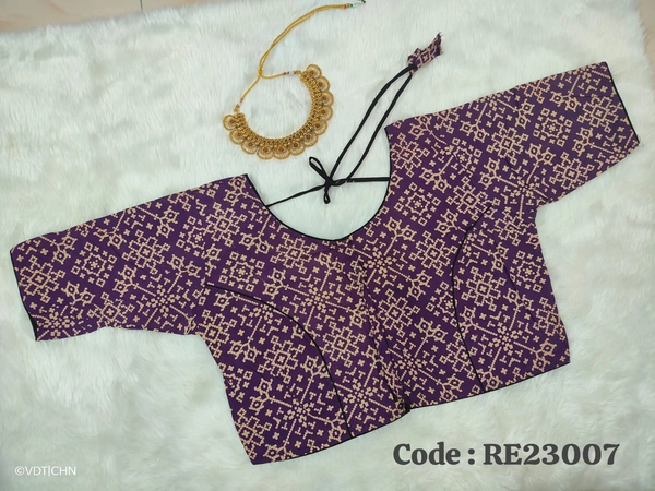 Ruthvi Ethnics Ajarkh Readymade Blouse RE23007 - FS, Purple