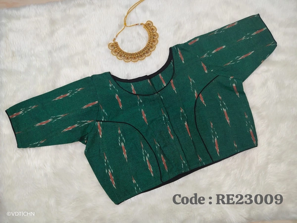 Ruthvi Ethnics Ajarkh Readymade Blouse RE23009 - FS, Dark Green