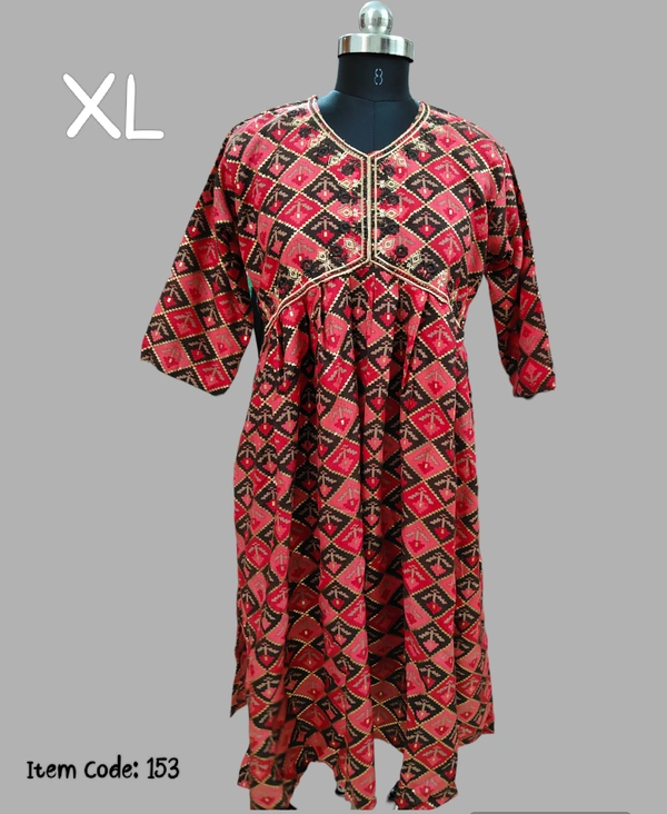 VDT Alia Cut Capsule Printed Kurti 153 - Peach, XL