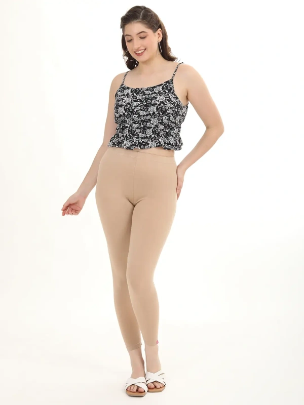 Fly Cute Ankle Fit Premium 4 Way Lycra Leggings FLA1501 - XL, Beige