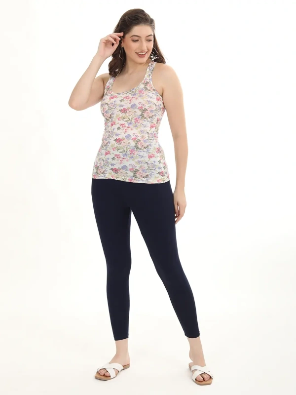 Fly Cute Ankle Fit Premium 4 Way Lycra Leggings FLA1506 - L, Navy Blue