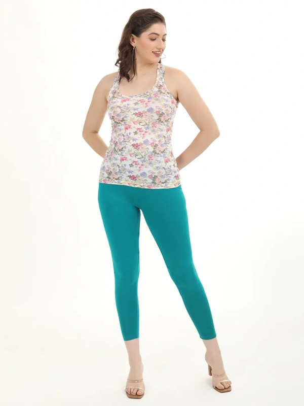 Fly Cute Ankle Fit Premium 4 Way Lycra Leggings FLA1507 - 2XL, Rama Green