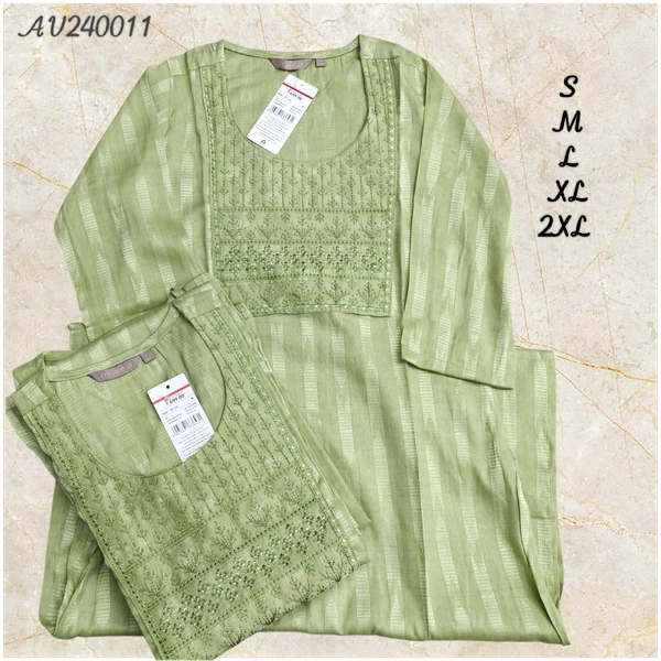 Avaasa Kurthis AV240011 - Peach Green, L