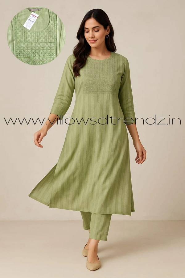 Avaasa Kurthis AV240011 - Peach Green, L