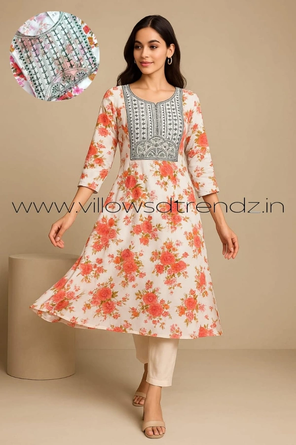 Avaasa Kurthis AV240019 - White With Florel, S