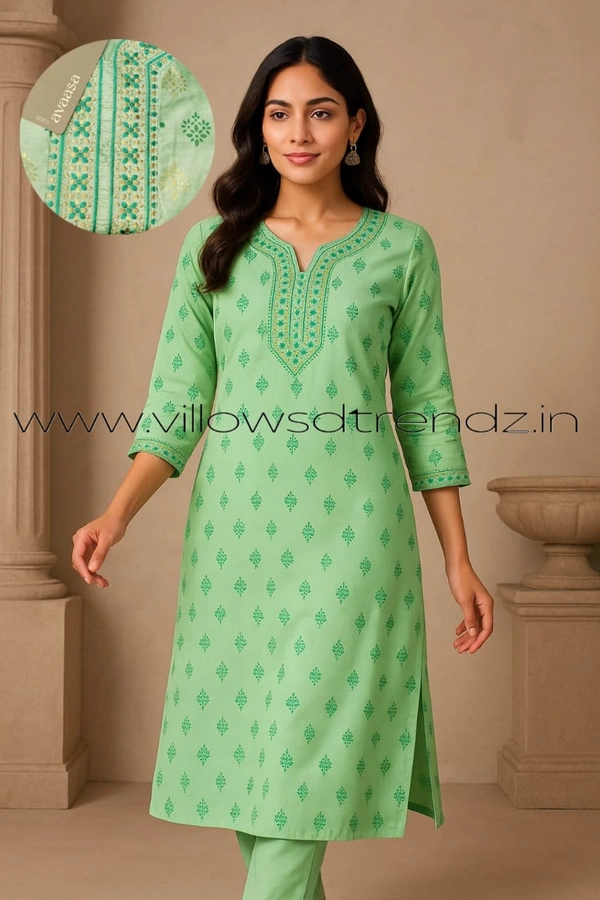 Avaasa Kurthis AV240027 - Green, M