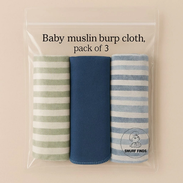 Smurf Finds Baby Muslin Burp Cloth| wipe cloth|kerchief | SMKF2901 - 17 cm x 20 cm size, Assorted