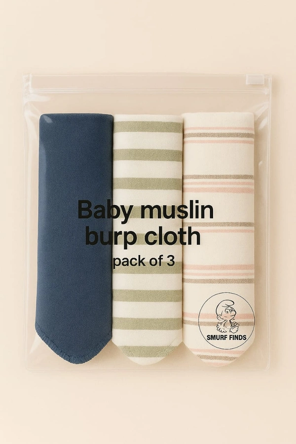 Smurf Finds Baby Muslin Burp Cloth| wipe cloth|kerchief | SMKF2901 - 17 cm x 20 cm size, Assorted