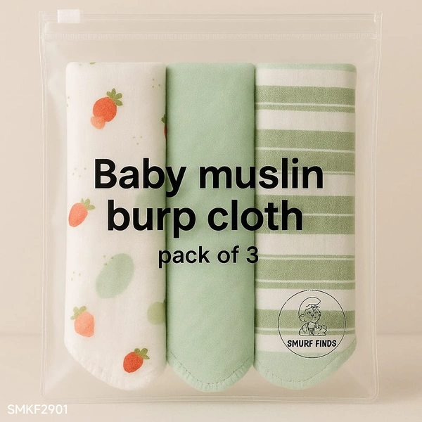 Smurf Finds Baby Muslin Burp Cloth| wipe cloth|kerchief | SMKF2901 - 17 cm x 20 cm size, Assorted