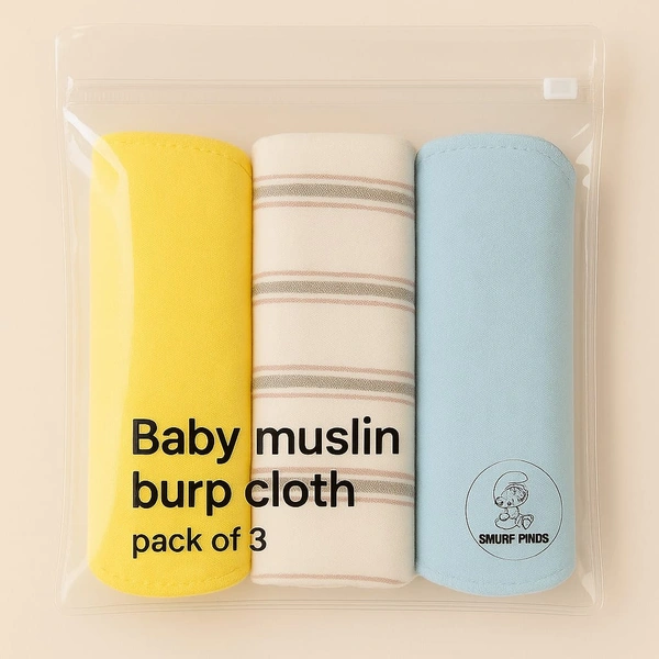 Smurf Finds Baby Muslin Burp Cloth| wipe cloth|kerchief | SMKF2901 - 17 cm x 20 cm size, Assorted