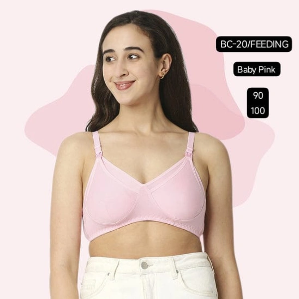 Prithvi Baby Pink soft and comfort fabric Back Closure - hook and eye, Non padded, BC-20/FEEDING - 90, Baby Pink