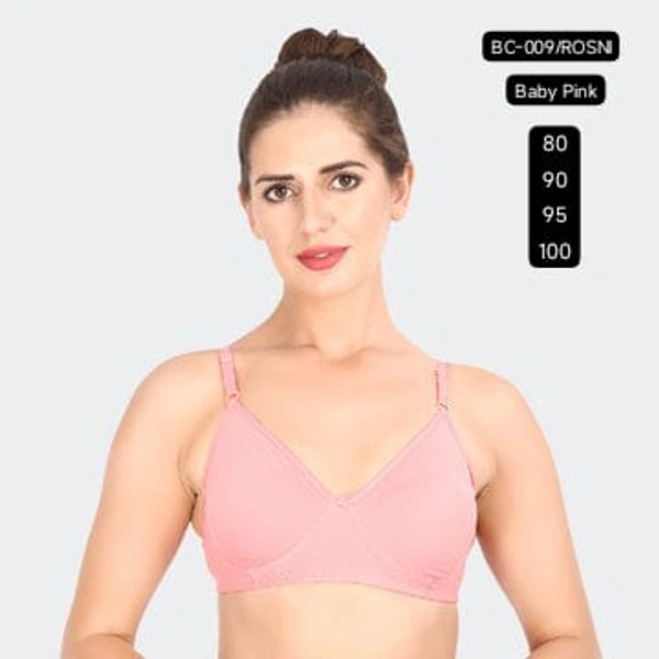 Prithvi Baby Pink soft and comfort fabric Back Closure - hook and eye, Non padded, BC-009/ROSNI - 85, Baby Pink