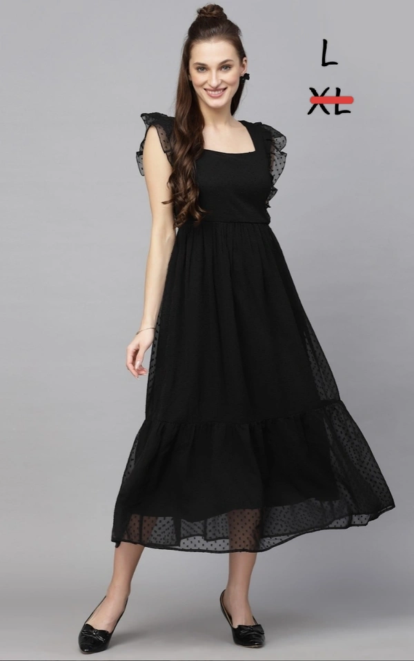 Villows Black Georgette western frock 497 - L, Black