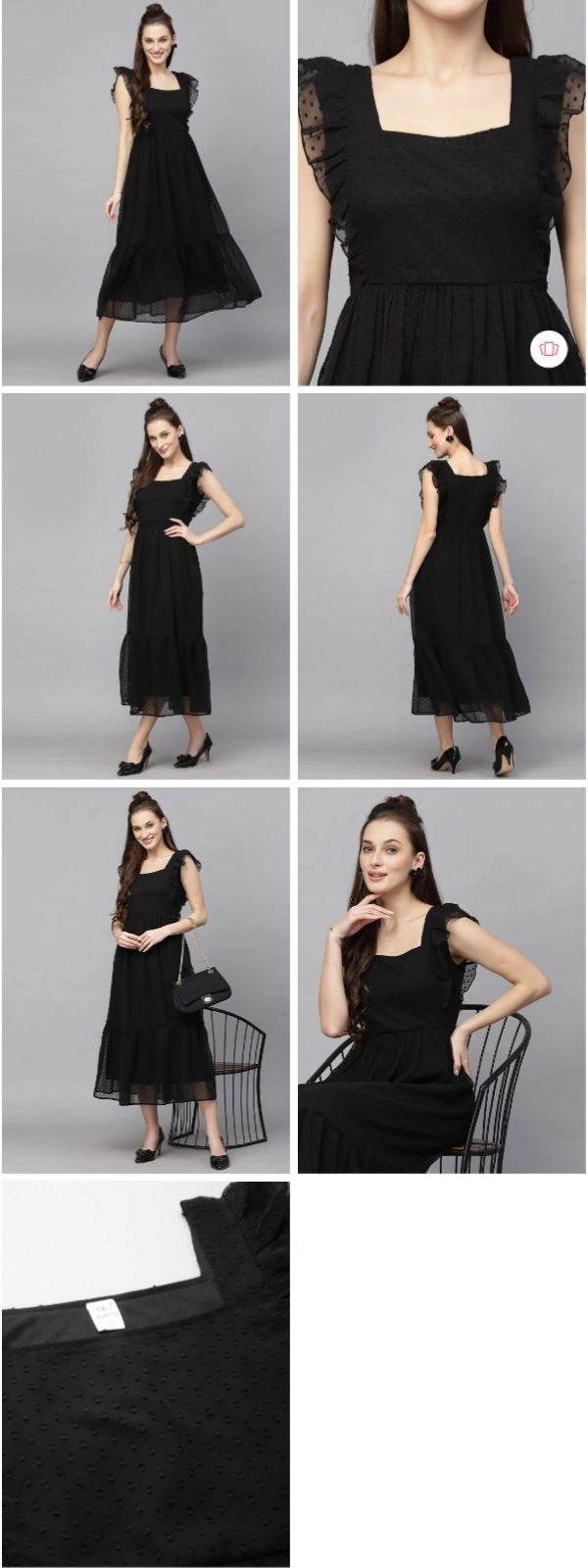 Villows Black Georgette western frock 497 - L, Black