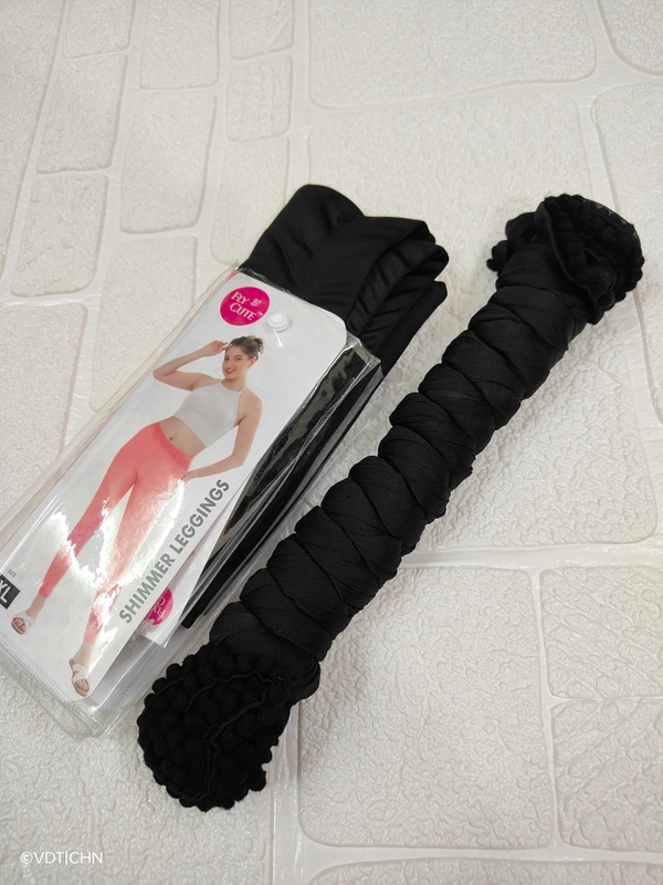 Liva Shimmer Ankle Cut Leggings & Duppata Combo |LS805 |Black - Black, M