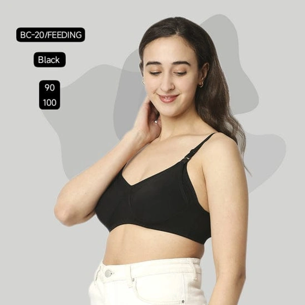 Prithvi Black soft and comfort fabric Back Closure - hook and eye, Non padded, BC-20/FEEDING - 100, Black