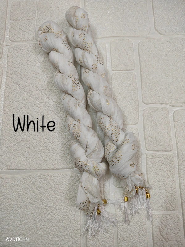 VDT Chakri Foil Printed Georgette Duppata FD1430 - FS, White